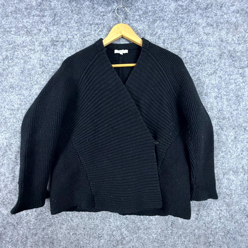 Madewell Wrap Cardigan Sweater Womens XS Black Oversized Chunky Knit Boxy Fall